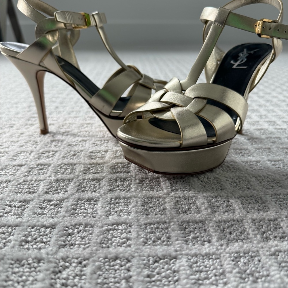 Elegant Gold Strappy Heels